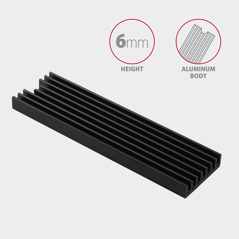 AXAGON CLR-M2L6 M.2 SSD Kühlkörper Aluminium 2280 6 mm Schwarz