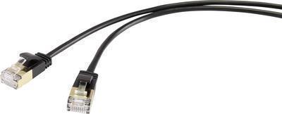 Renkforce RF-4538184 RJ45 Netzwerkkabel, Patchkabel CAT 8.1 F/FTP 25.00 cm Schwarz extrem dünn, vergoldete Steckkontakte 1 St. (RF-4538184)