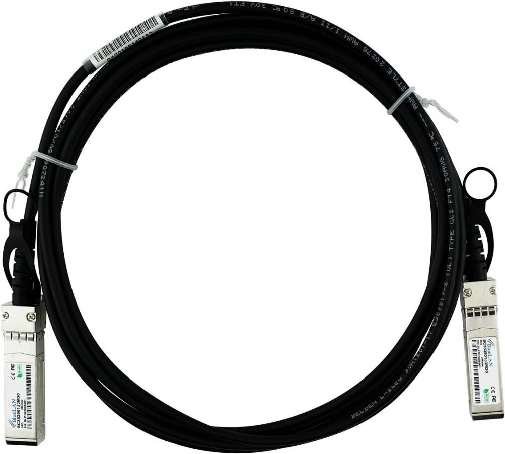 Cisco SFP-H10GB-CU4M kompatibles Direct Attach Kabel (DAC) als passive 10 Gigabit Twinaxial Kupfer Variante, mit SFP+ auf SFP+ Verbindung, für den Anschluss von Hardware in Racks und über benachbarte Racks hinweg. BlueLAN Cisco SFP-H10GB-CU4M kompatible S (SFP-H10GB-CU4M-BL)