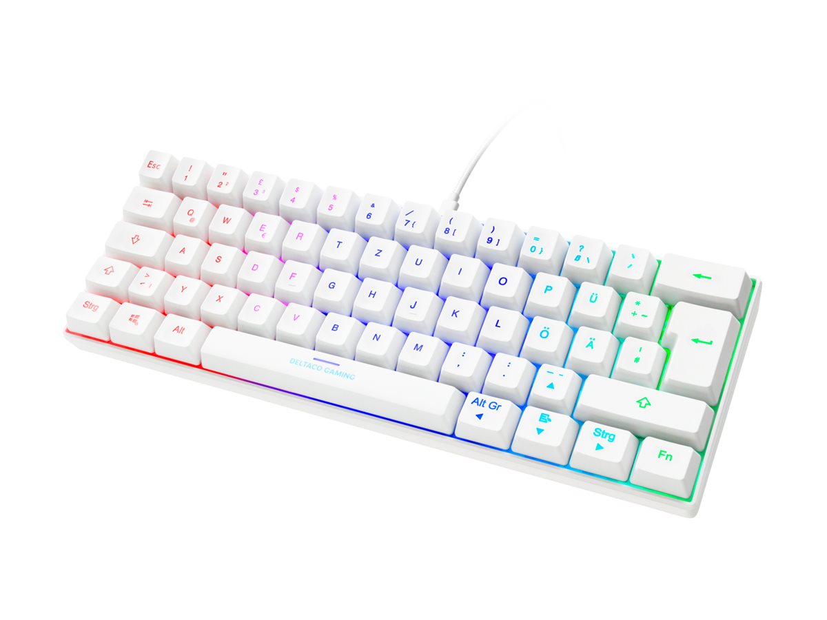 Deltaco GAMING GAM-075-W-DE Mechanische Gaming-Tastatur 60% RGB LED USB QWERTZ Weiß