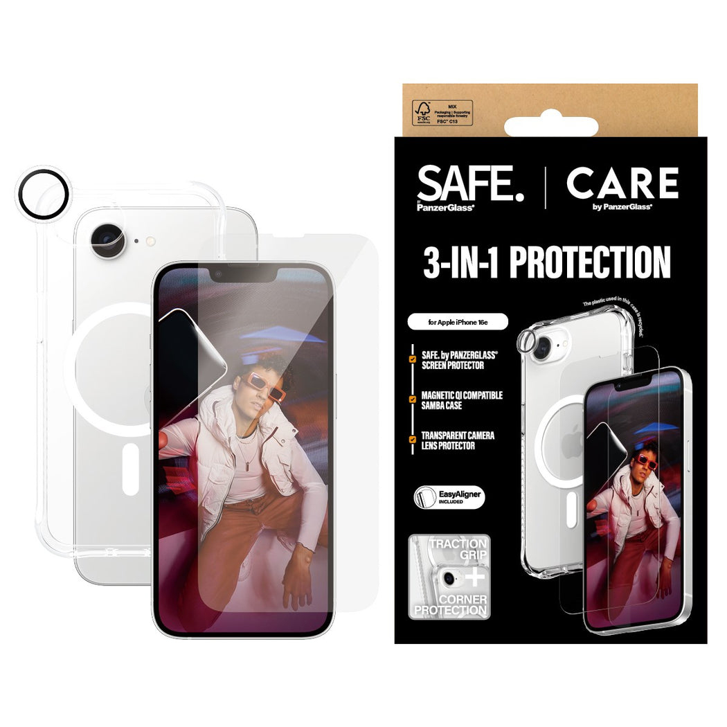 PanzerGlass CARE Fashion 3-in-1 Bundle iPhone 16e Transparent, Weiß