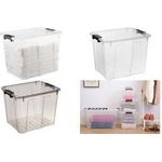 plast team Aufbewahrungsbox HOME BOX, 40 Liter, transparent Box mit Deckel, Material: PP, mit schwarzen Clipver - 1 Stück (22420800)