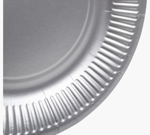 PROnappe Pappteller Rund 230 mm Karton Silber 15 Stück
