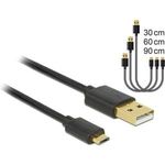 Delock Daten- und Schnellladekabel USB 2.0 Typ-A Stecker > USB 2.0 Typ Micro-B Stecker 3 Stück Set schwarz (83680)