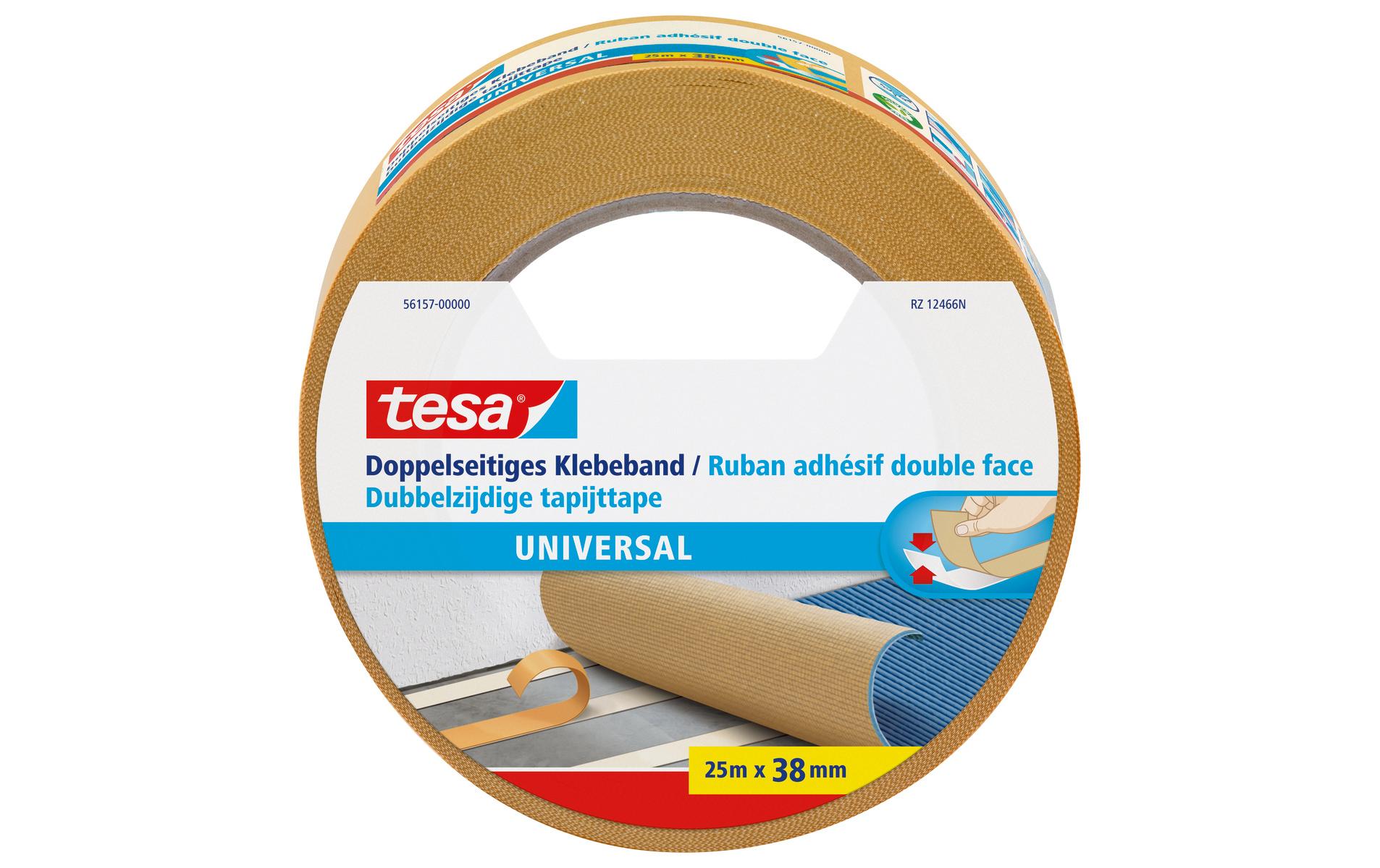 tesa Universal Doppelseitiges Klebeband 38 mm x 25 m, Weiß