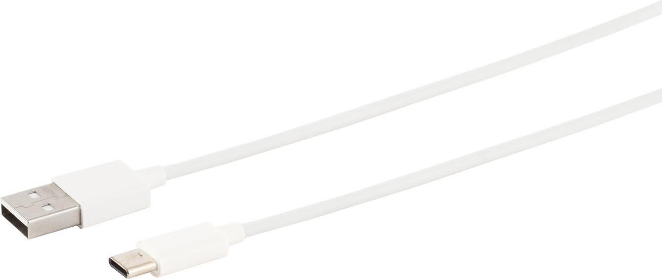 S/CONN maximum connectivity USB Lade-Sync Kabel, USB A Stecker auf USB-C Stecker, 2.0, ABS, weiß, 0,5m (14-13040)