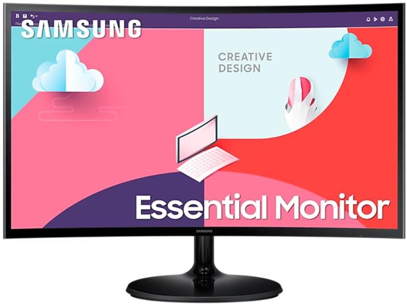 Samsung 68 cm LED-Monitor, 68,60cm (27") , Curved-Display, 16:9 Bildformat, VA-Panel, Auflösung: 1920 x 1080, 75 Hz Bildwiederholungsrate, 250 cd/m² Helligkeit, Kontrast: 3.000:1 [Energieklasse E] (LS27C364EAUXEN)