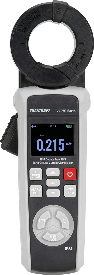 Voltcraft VC781 Erdungsmesszange für Erdschleifen und Erdableitstrom Messung CAT (VC-15078315)