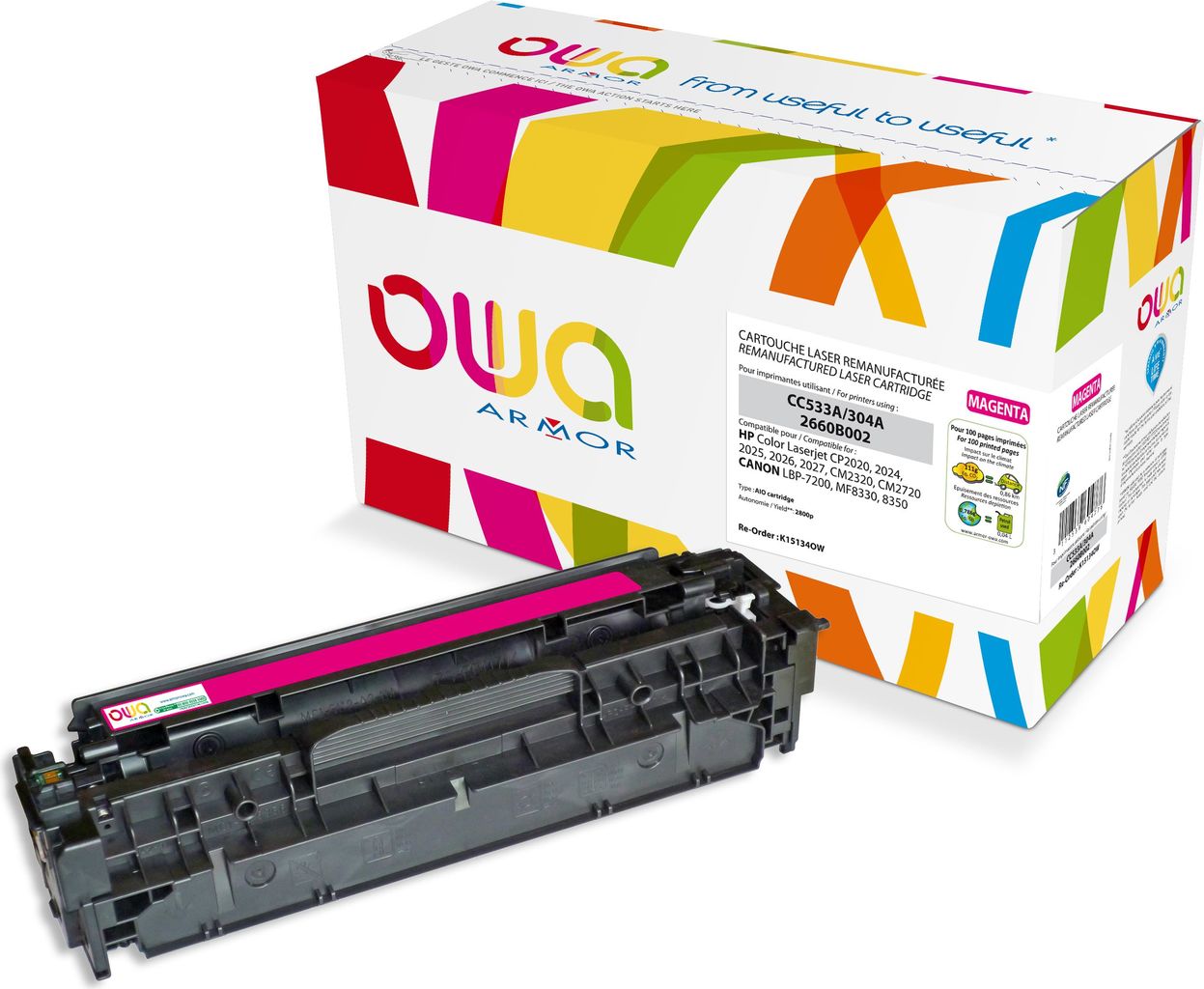 OWA Toner K15134OW ersetzt hp CC533A/2660B002, magenta Farbe: magenta, Kapazität: ca. 2.800 Seiten, - 1 Stück