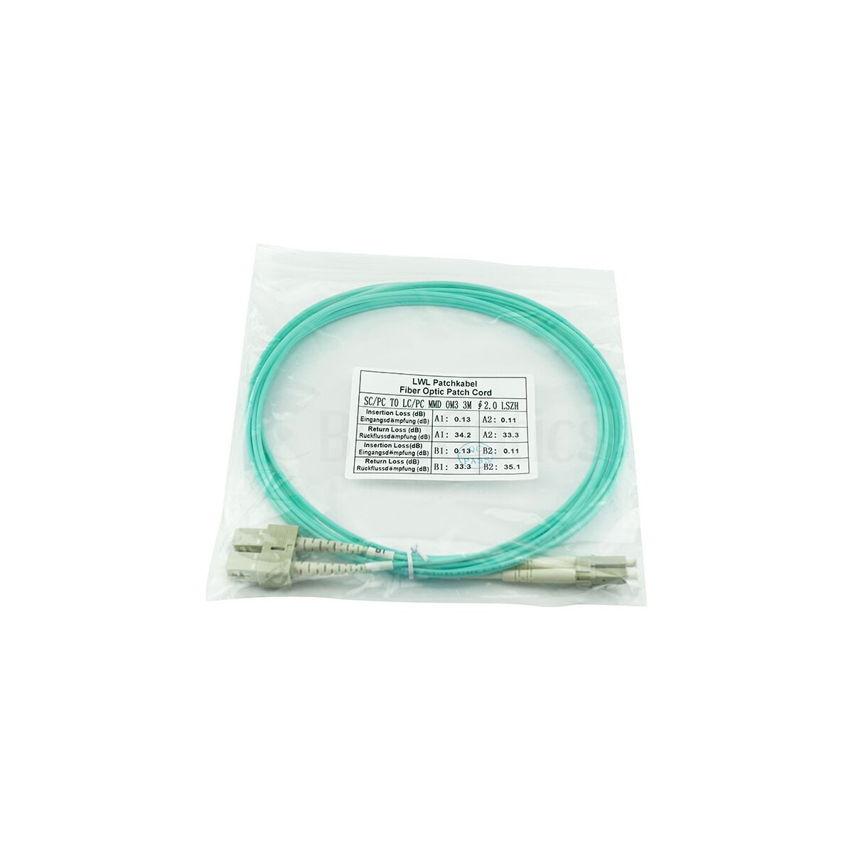 BlueOptics CAB-OM3-SC-LC-15M-BO LC-SC Multimode OM3 Patchkabel 15 m Beige
