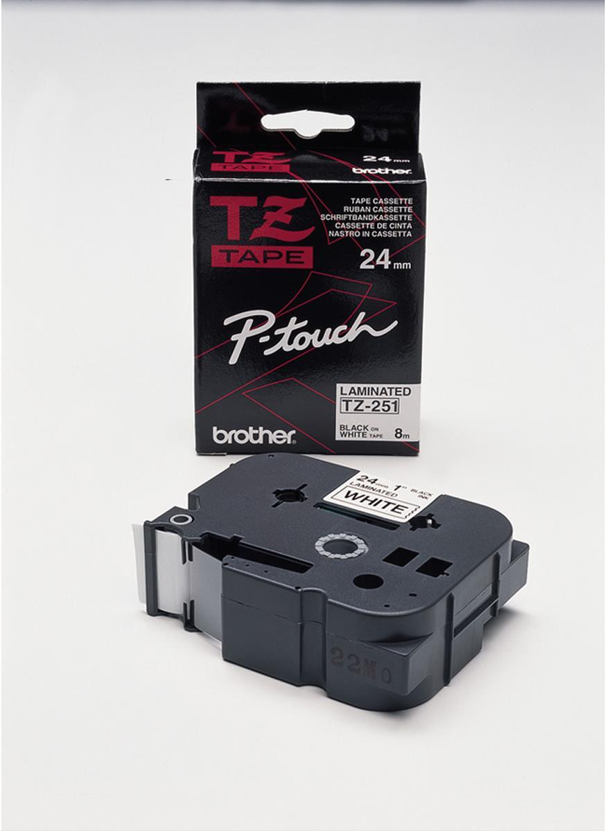 Brother TZe-251 Farbband 24 mm Schwarz auf Weiß