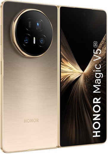 HONOR Magic V5 5G (MBH-N49) AI Handy, Sim Free, 512GB Speicher 16GB RAM, Dual SIM, Android 15, Klappbildschirm Smartphone - Dawn Gold (5109BUHJ)