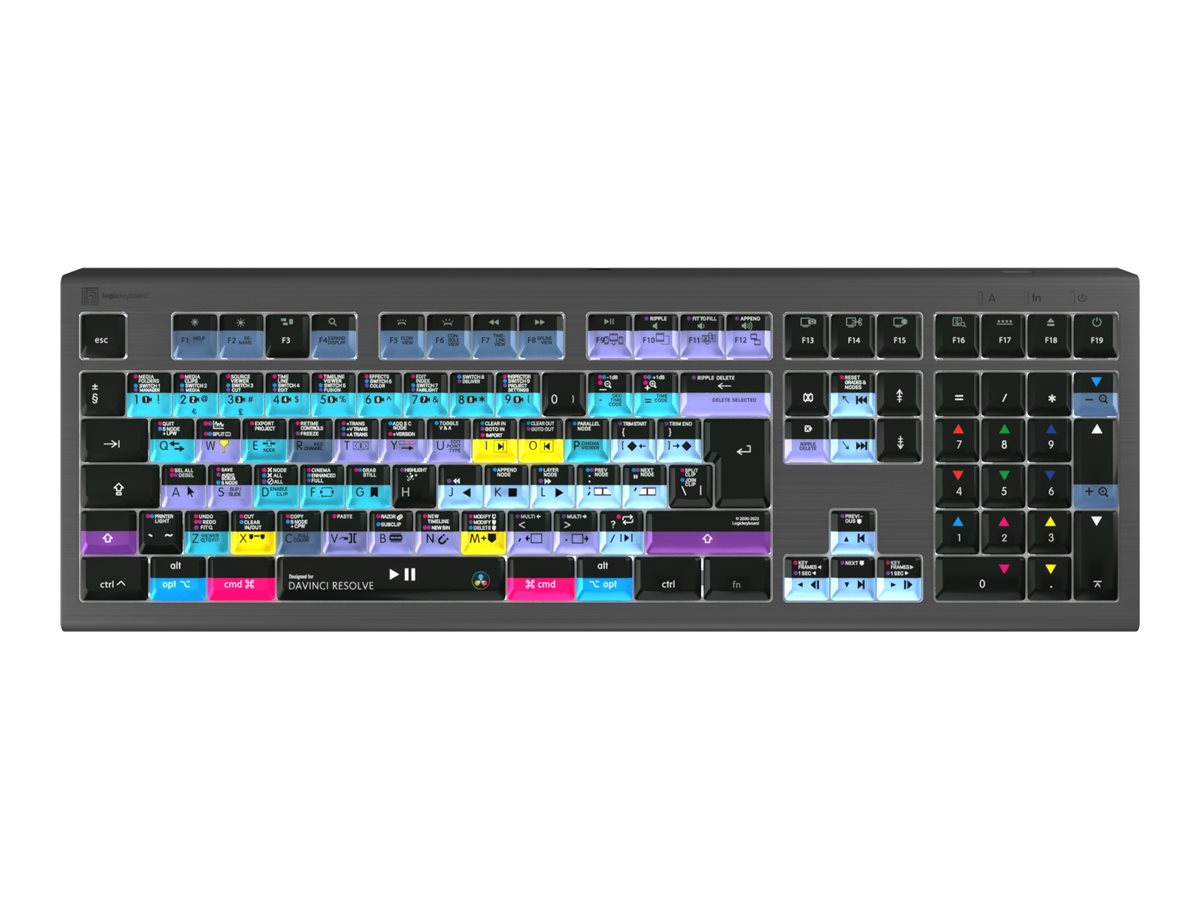 LogicKeyboard DaVinci Resolve Astra 2 Tastatur USB QWERTY UK 109 Tasten Beleuchtet USB-Hub Graphitgrau