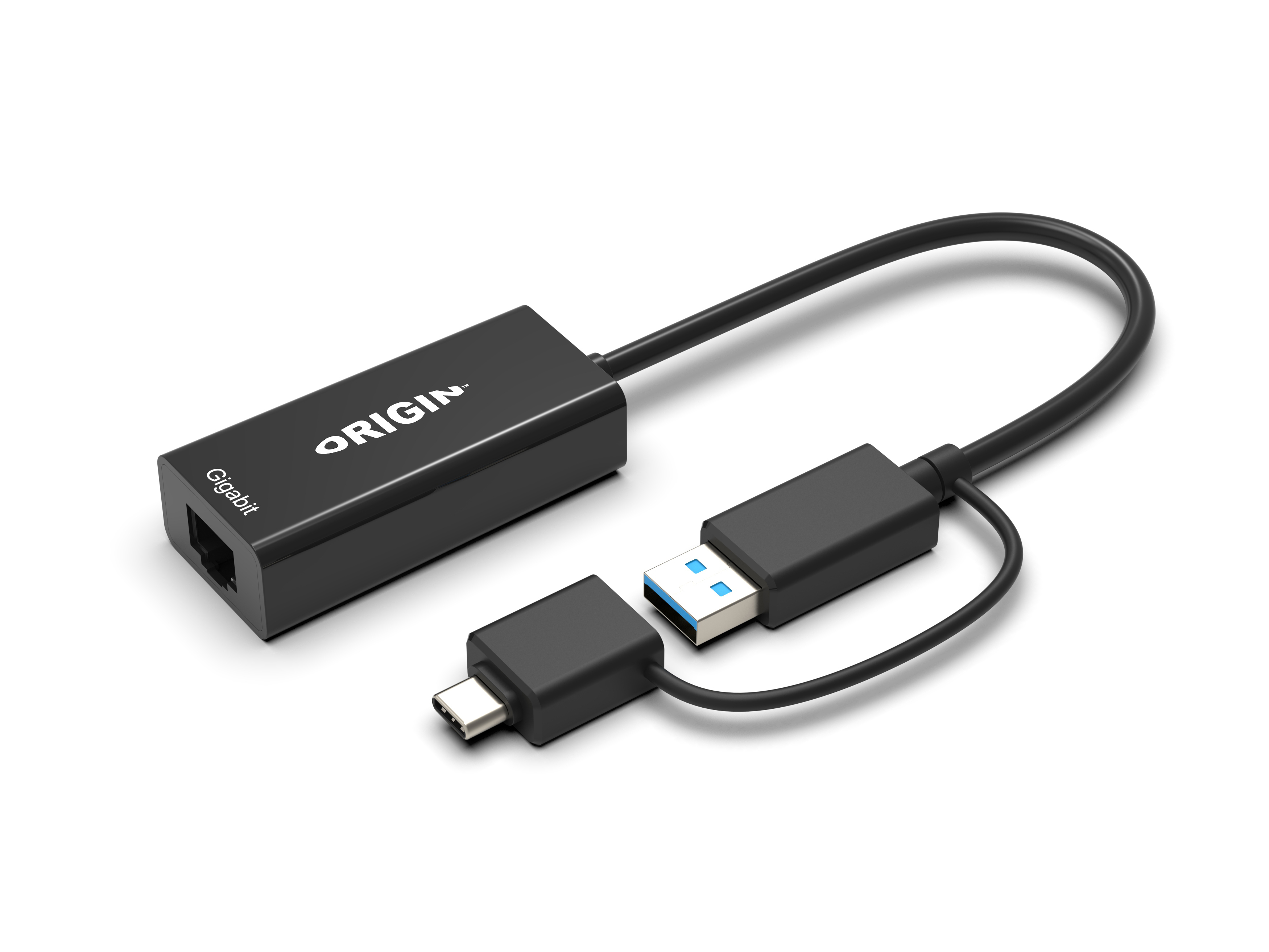 Origin Storage OS-HUB-USB3/C-RJ45 USB 3.0/USB-C auf RJ45 Netzwerkadapter Schwarz