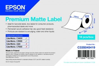 Epson Premium Matte permanente Acryl klebende Papieretiketten (C33S045727)