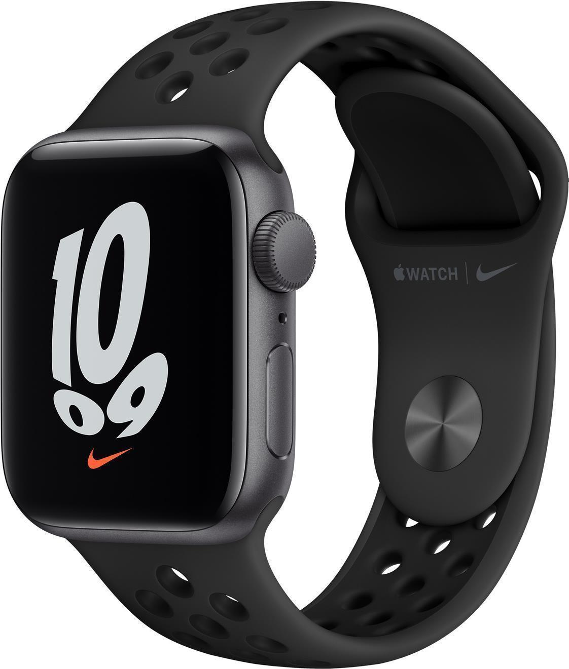 Apple Watch Nike SE GPS, 40mm Space Grey Aluminium Case with Anthracite/Black Nike Sport Band - Regular (MKQ33FD/A)