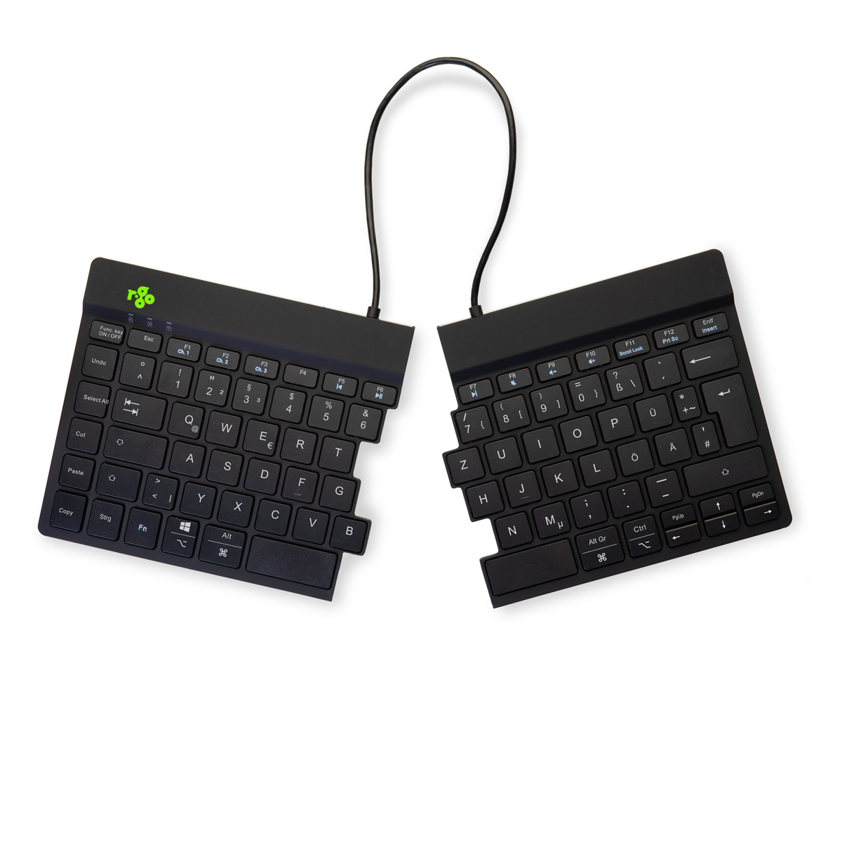 R-Go Tools Split Break Ergonomische Funk-Tastatur Bluetooth 5.0 QWERTZ Schwarz