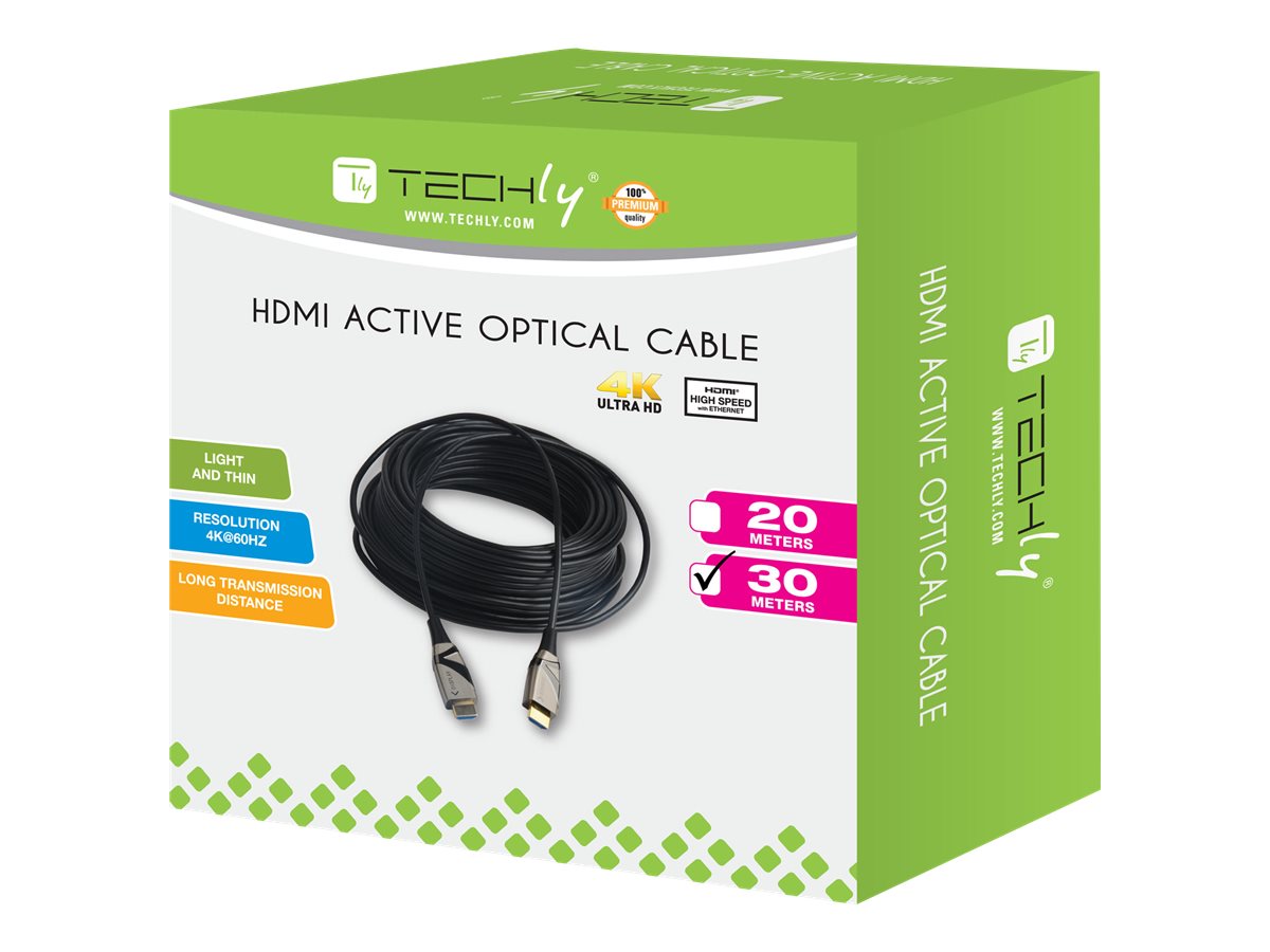 TECHly ICOC-HDMI-HY2-030 HDMI-Kabel mit Ethernet 30 m Schwarz