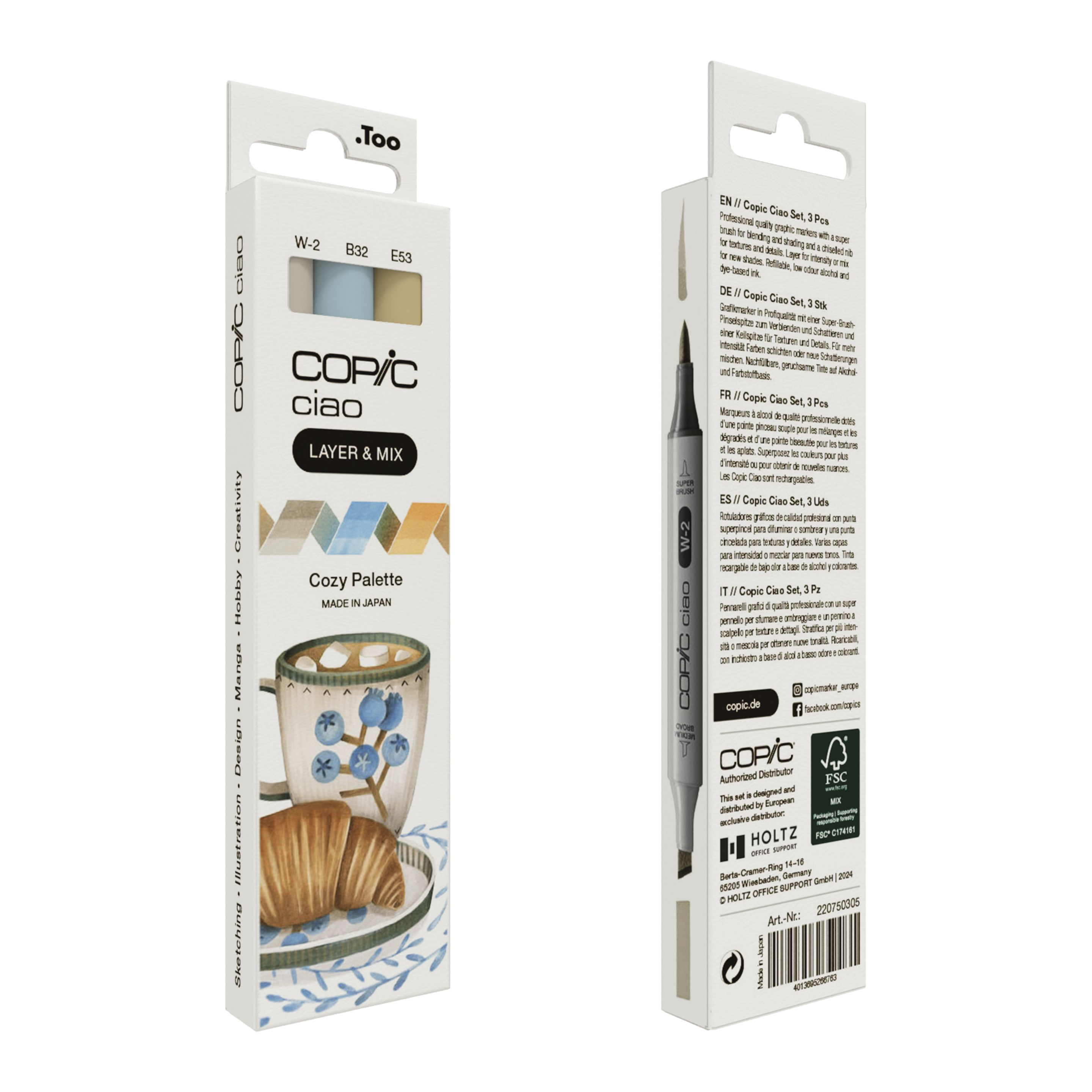 Copic Ciao Cozy Palette Layoutmarker-Set 1,0 + 6,0 mm 3 Stück farbsortiert