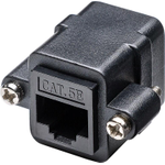 Goobay RJ45 Modularkupplung/Verbinder mit Montageflansch, CAT 5e, Schwarz - RJ45-Buchse (8P8C) > RJ45-Buchse (8P8C) (72361)