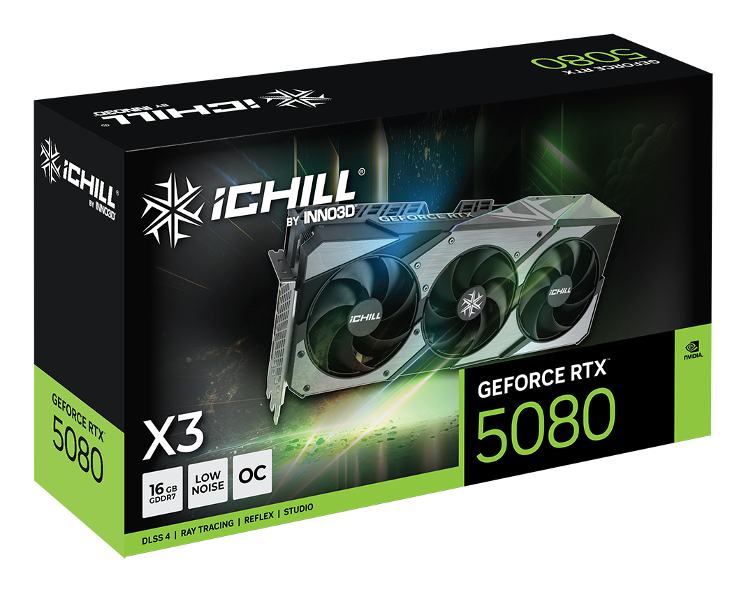 Inno3D iCHILL X3 V2 GeForce RTX 5080 16 GB GDDR7 Schwarz, Silber