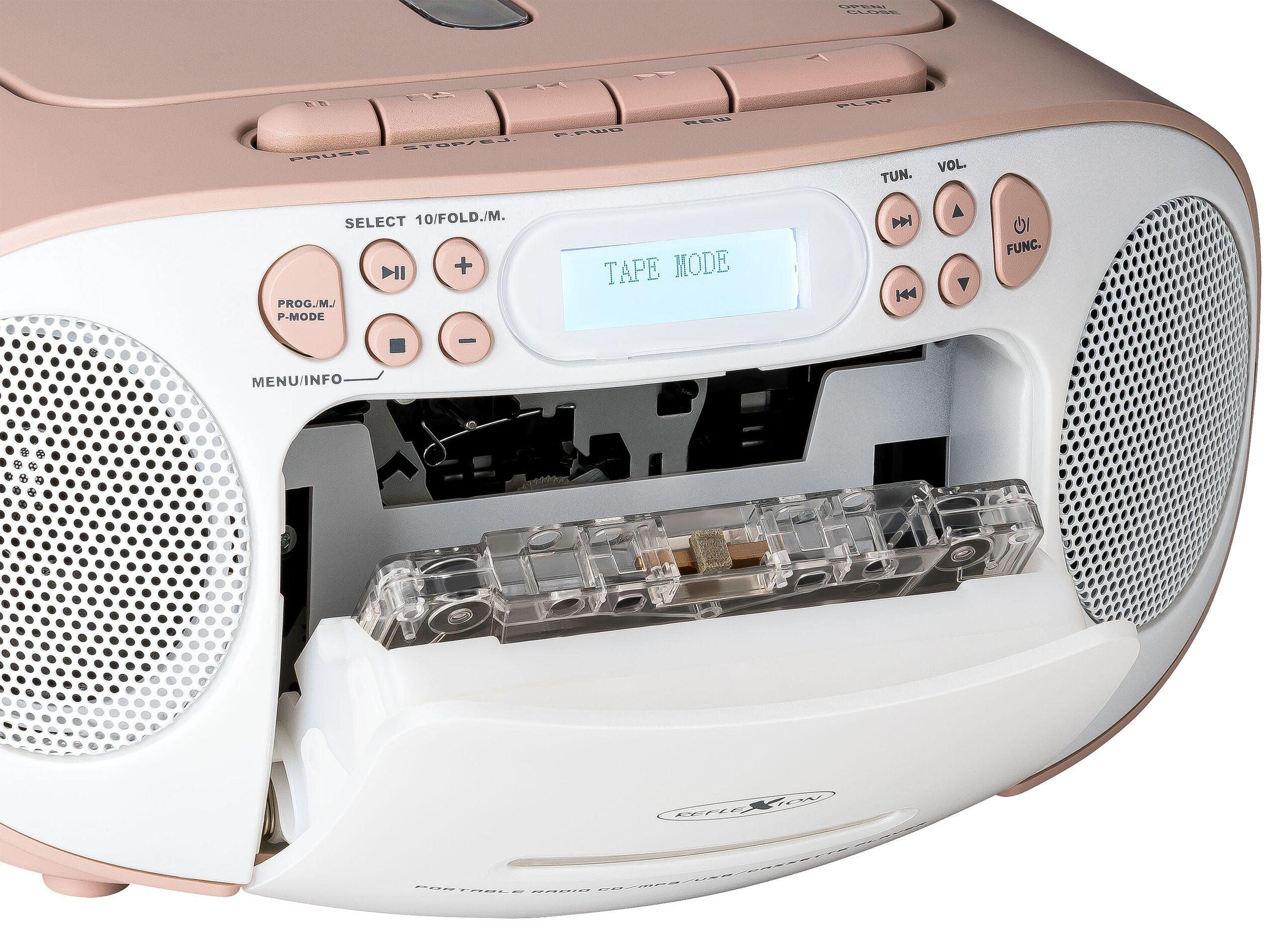 Reflexion RCR2260DAB Tragbarer Radiorecorder DAB+ UKW CD Kassette USB Pink, Weiß