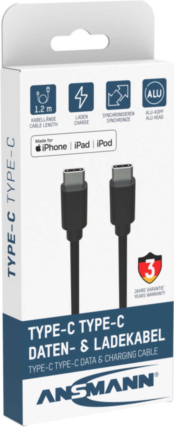 Ansmann 1700-0121 USB-Kabel 0,12 m USB-C Schwarz