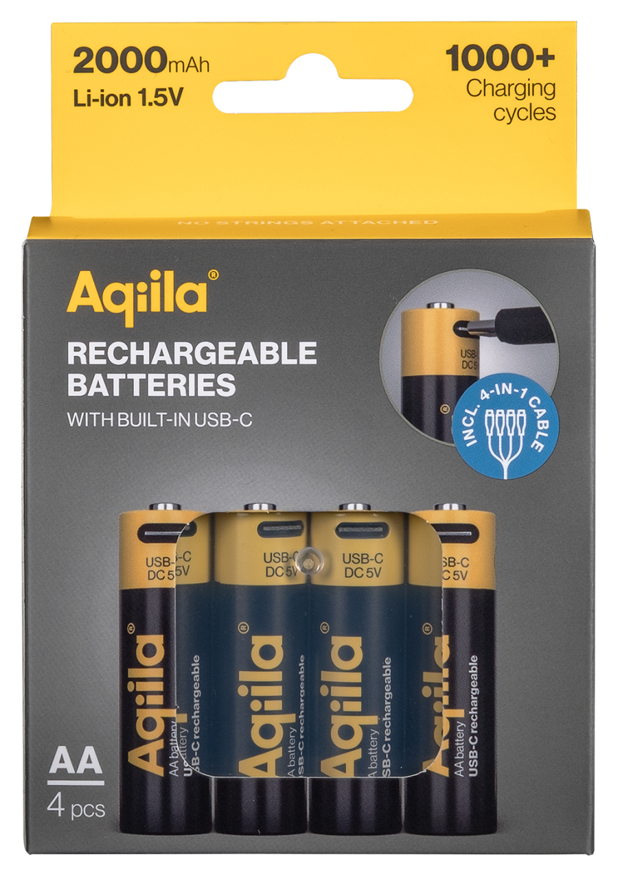 AQIILA AQ200AA367C4 AA Akku 2000 mAh 1,5 V USB-C Schwarz, Gelb
