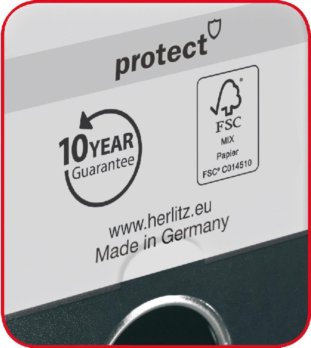 herlitz Ordner maX.file protect, Rückenbr.: 80 mm, hellgrün DIN A4, PP-Kunststoffbezug, Kantenschutz, Einsteckrücken - 1 Stück (11053667)