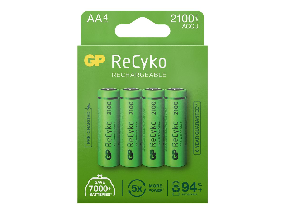 GP Batteries ReCyko+ AA NiMH Akku 2100 mAh 4 Stück Grün