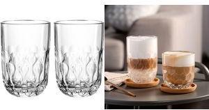 Esmeyer Leonardo Latte-Macchiato-Glas GOCCE, 380 ml, 2er Set Dekor mit Tropfenrelief, spülmaschinengeeignet, - 1 Stück (388-4615)