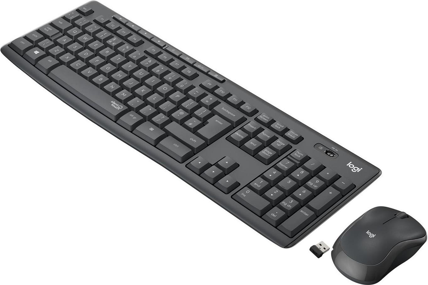 Logitech MK295 Silent Tastatur- und Maus-Set AZERTY Graphite
