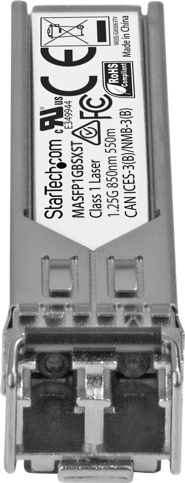 StarTech.com Cisco Meraki MA-SFP-1GB-SX Compatible SFP Module, 1000BASE-SX, 1GbE MMF Optic Transceiver, LC Connector, 550m, 850nm, DDM, Cisco Meraki MS225, MX400, Mini GBIC Transceiver (MASFP1GBSXST)