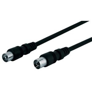 Wentronic Goobay Antennen Anschlusskabel, Schwarz, 15 m - IEC/Koax-Stecker <=> IEC/Koax-Buchse (50912)