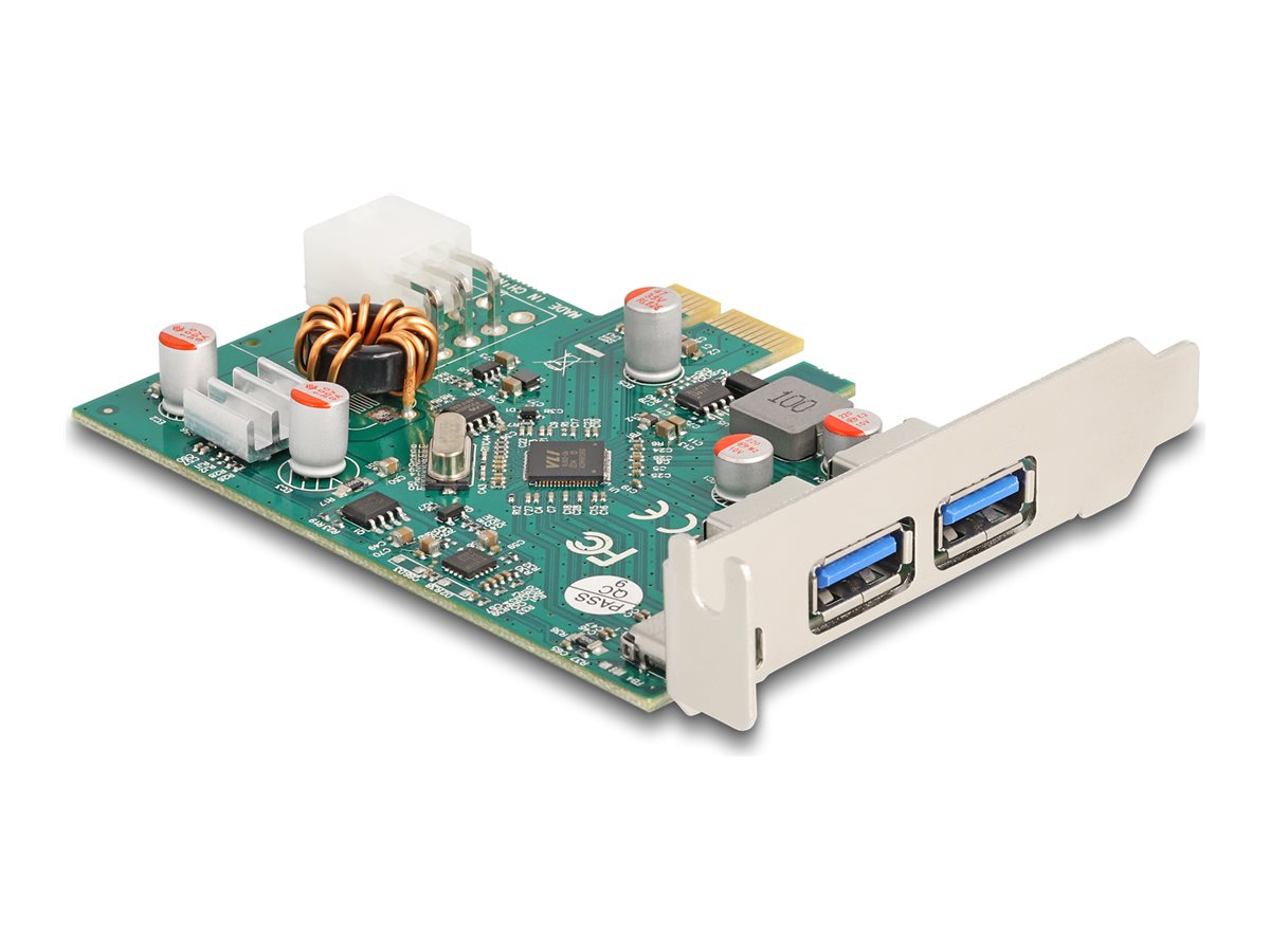 Delock PCI Express x1 Karte 2x USB 3.0 + USB-C 3.2 Gen 2 PD 30 W Silber