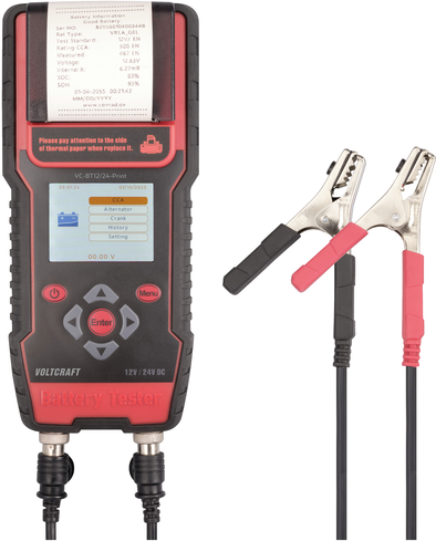 VOLTCRAFT VC-BT12/24-Print Kfz-Batterietester 12 V, 24 V Batterieprüfung 243 mm x 110 mm x 59 mm (VC-13967340)