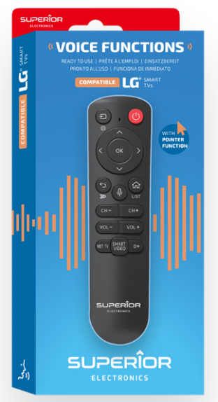 Superior Electronics SUPTBB001 Universelle Bluetooth Fernbedienung mit Sprachsteuerung für LG TVs, Black