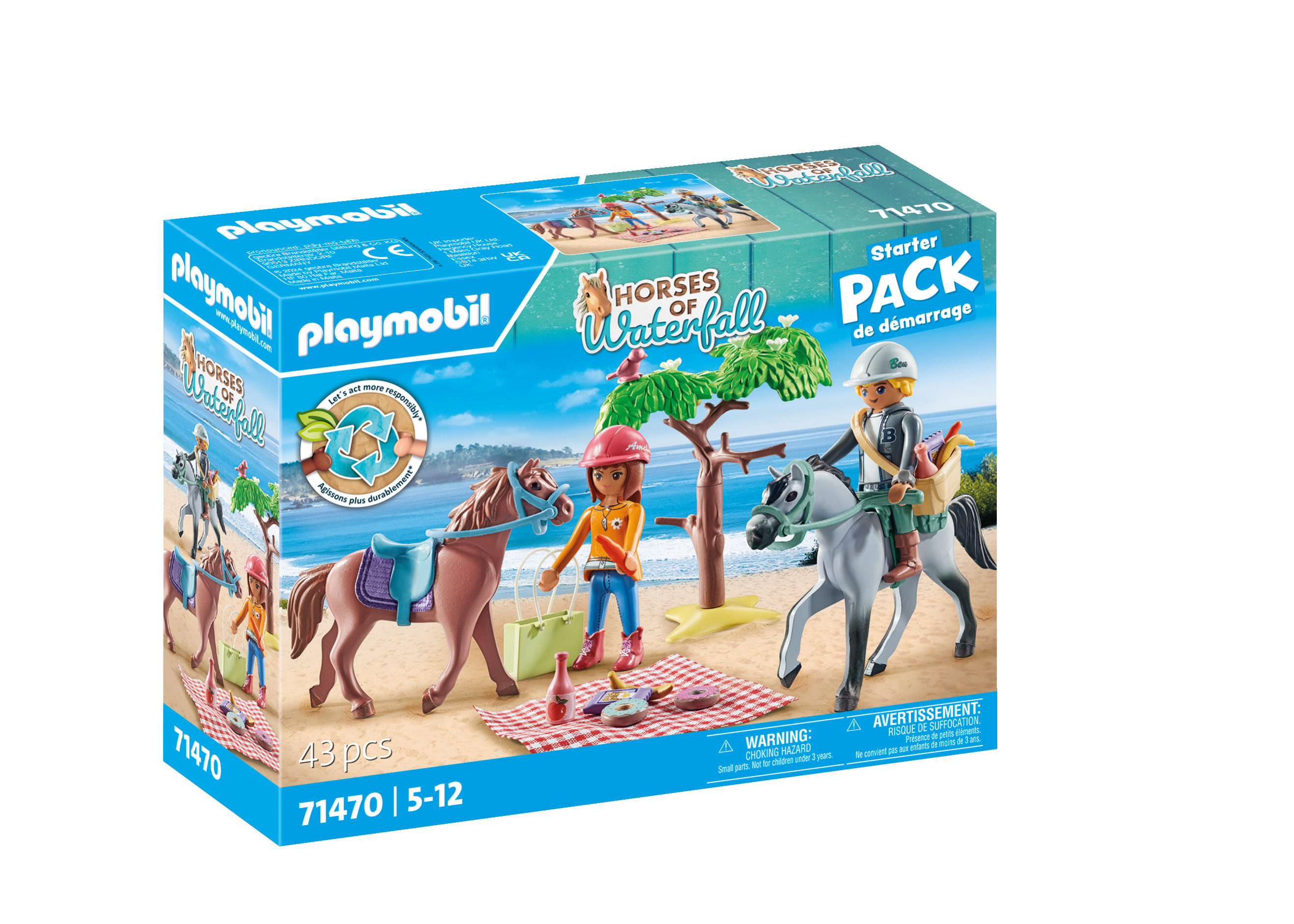 PLAYMOBIL 71470 Horses of Waterfall Reitausflug an den Strand mit Amelia und Ben, Mehrfarbig