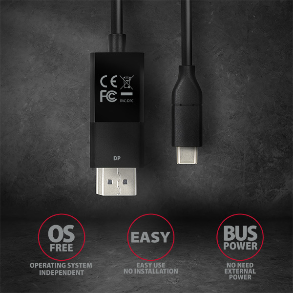 Axagon RVC-DPC Videokabel-Adapter USB Typ-C auf DisplayPort 1,8 m 4K/60Hz Schwarz