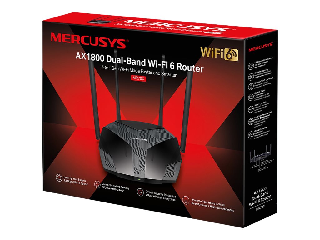 Mercusys MR70X Wi-Fi 6 Dual-Band WLAN-Router Schwarz