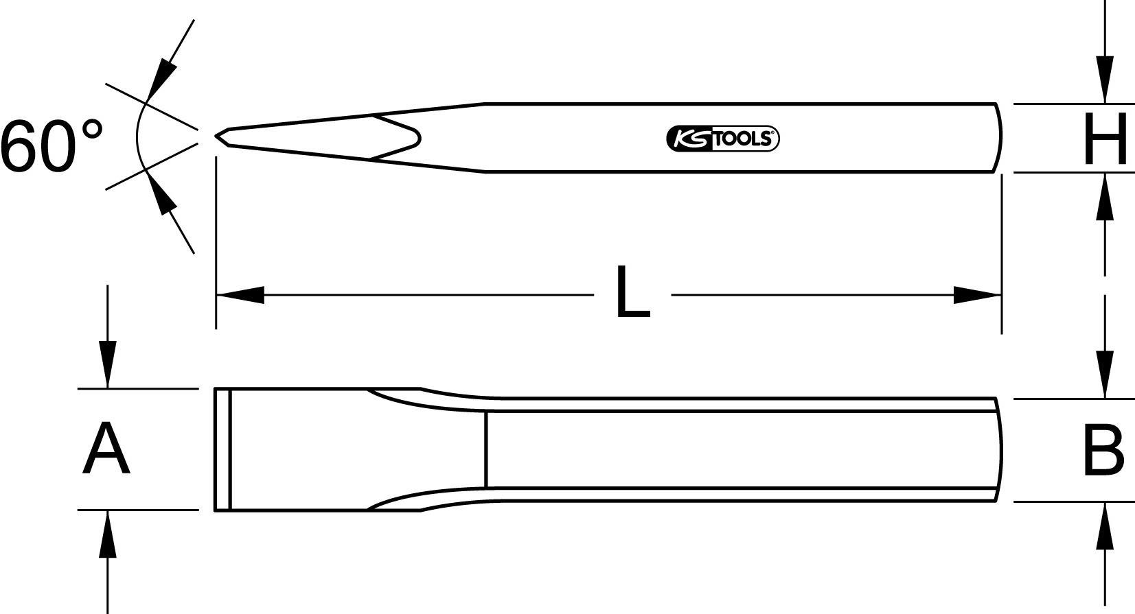 KS TOOLS Flachmeißel, oval, 150x21mm, silber (156.0692)