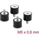 Delock Vibrationsdämpfer M5 x 0,8 mm D 20 x H 15 mm mit Innen und Außengewinde 4 Stück schwarz (60819)