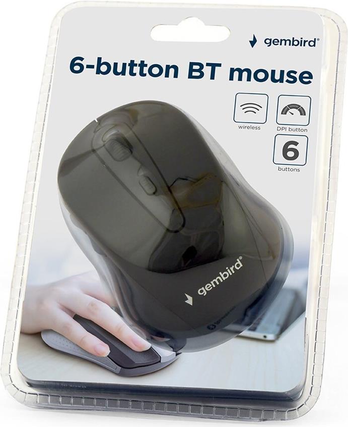 Gembird MUSWB2 Kabellose Maus 6 Tasten Bluetooth Schwarz, Grau