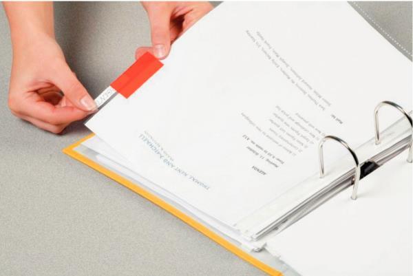 Esselte Vollsicht-Reiter, transparent farbig, aus Folie Streifenbreite: 200 mm, sortiert in den Farben orange, gelb, - 25 Stück (55002)