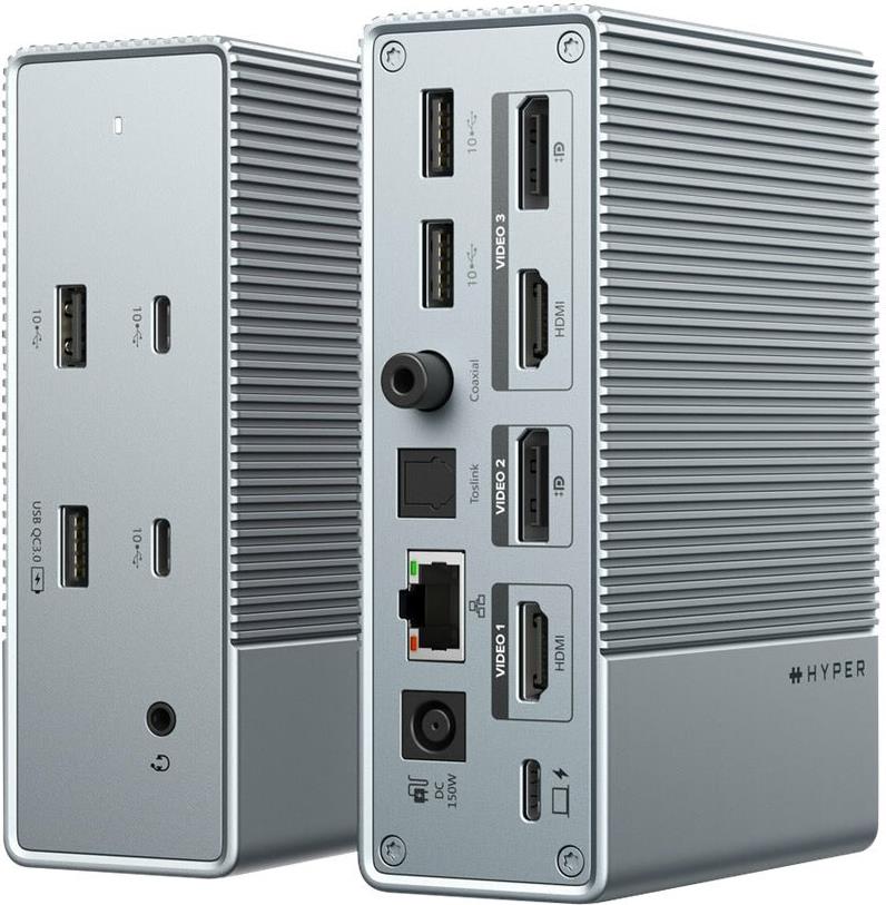 HyperDrive GEN2 15-in-1 USB-C Dockingstation 100W Power Delivery Gigabit Ethernet Silber