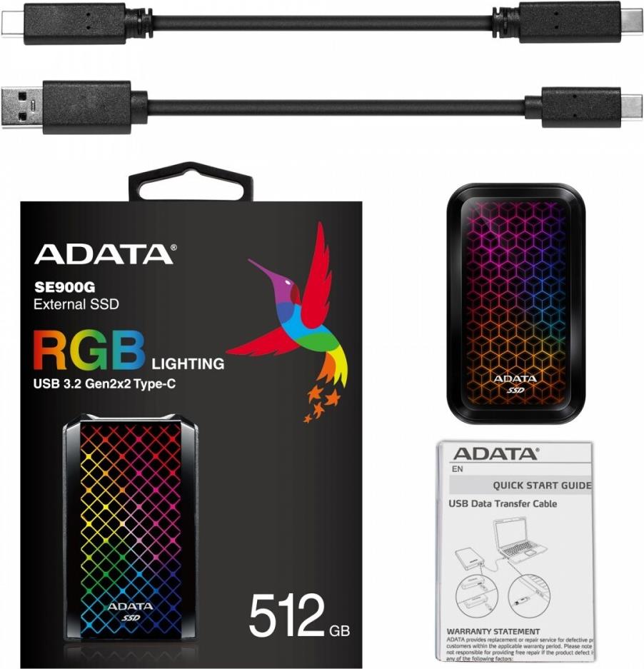 ADATA Externe SSD 512 GB SE900G USB 3.2 Gen2x2 zertifiziert (ASE900G-512GU32G2-CBK)