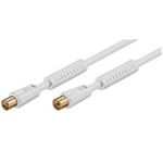 Wentronic Goobay Antennen Anschlusskabel, 100% geschirmt, Ferrite, vergoldet, Weiß, 3.5 m - Koax-Stecker <=> Koax-Buchse (67278)