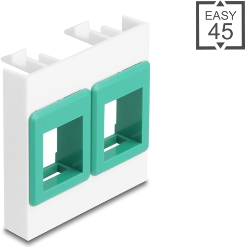 Delock Easy 45 Modul mit zwei Keystone Halterungen 45 x 45 mm weiß grün (81583)