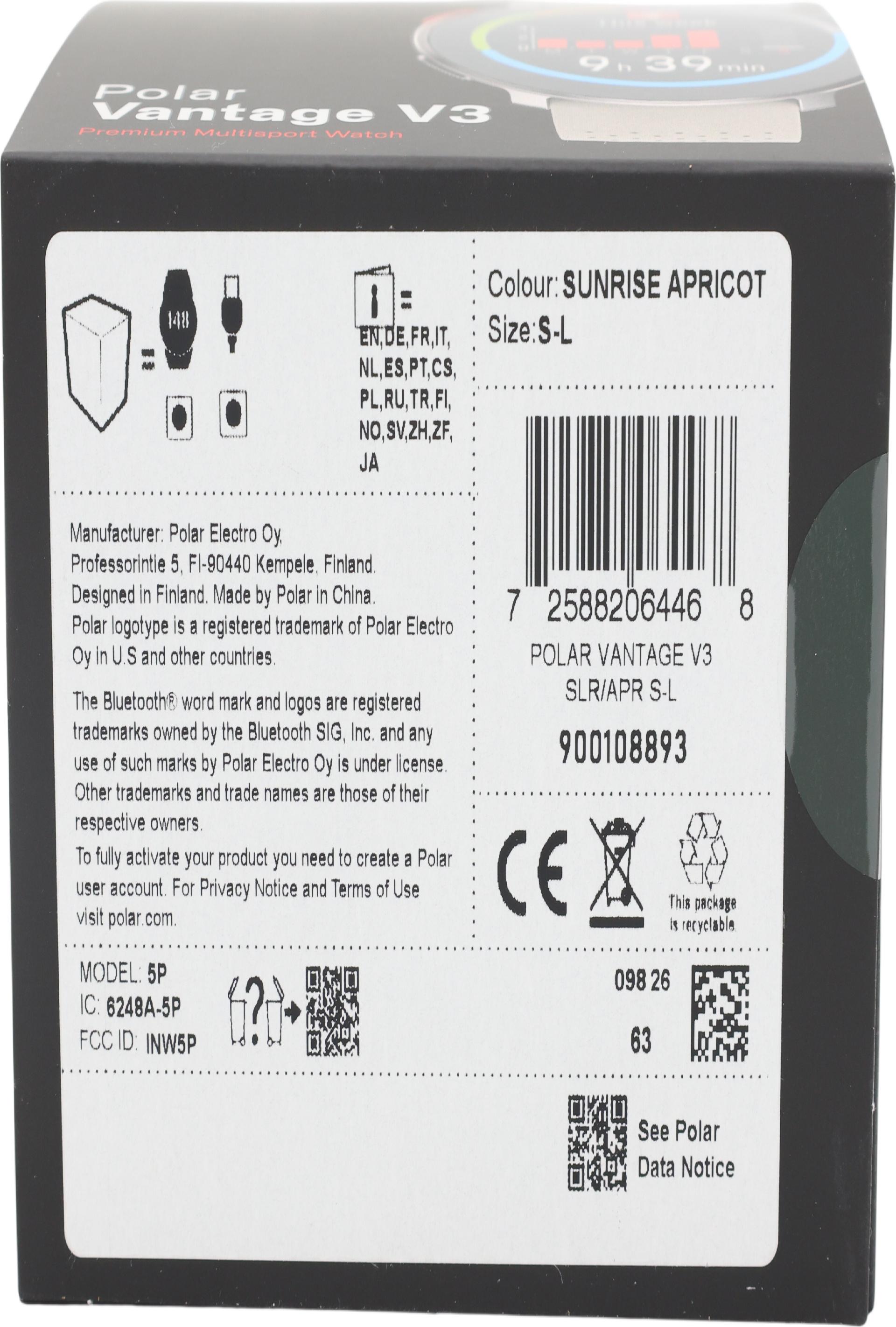 Polar Vantage V3 1.39" AMOLED 32 GB Sunrise Apricot