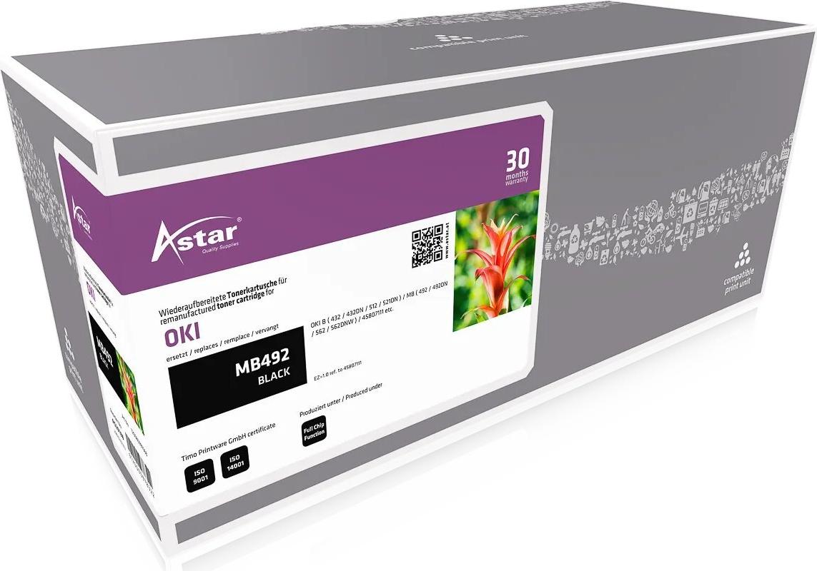 AS20188 ASTAR OKI MB492 TONER BLACK 45807111 12.000Seiten (AS20188)